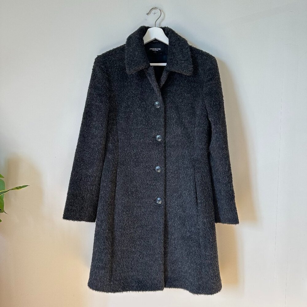 Jones New York Alpaca Suri Wool Blend Long Coat – Charcoal Gray Size 4